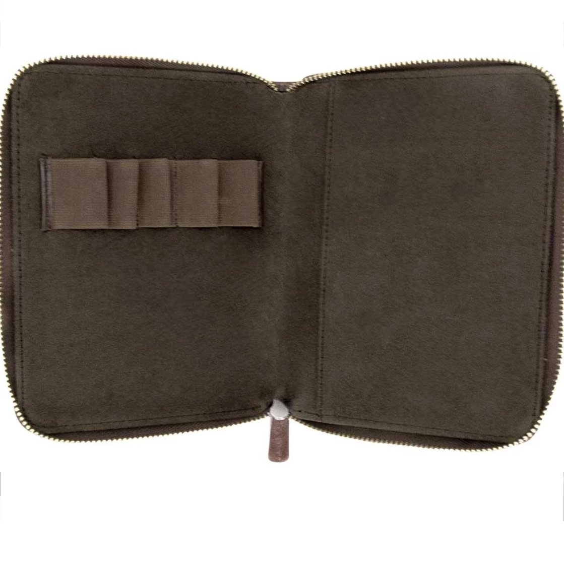 Galen Leather Chocolate Brown Zippered Pen Pouch (Fivefold) 5